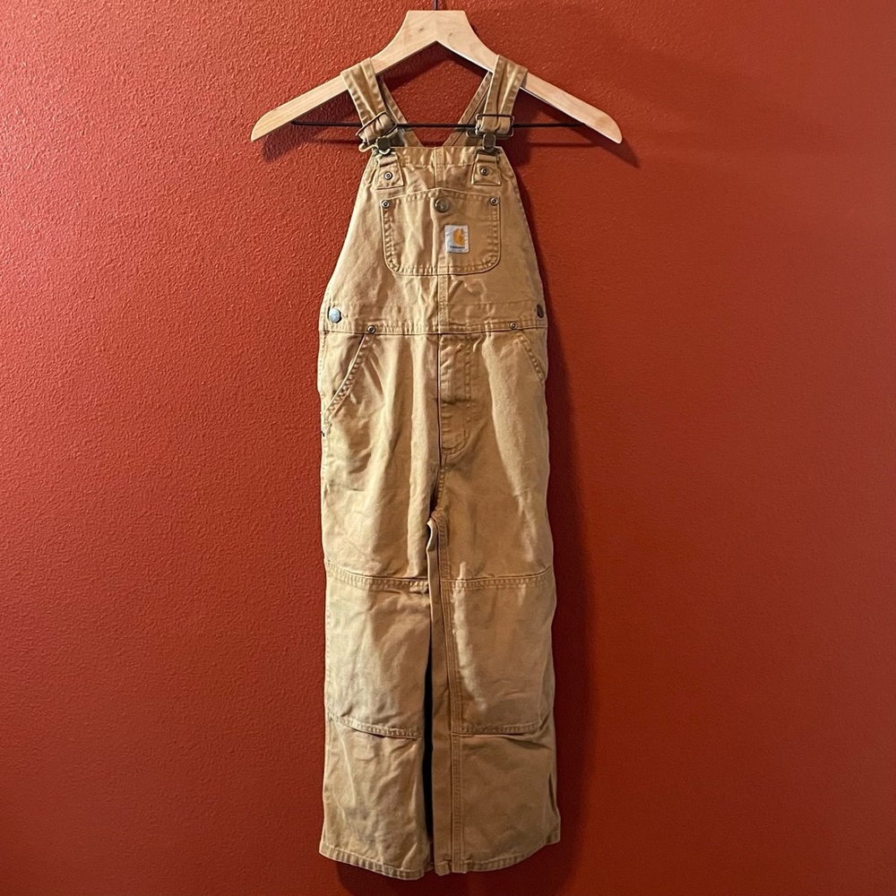 Carhartt Boy’s Youth Tan Distressed Workman Bib Overalls